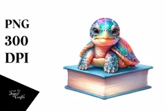 Colorful Baby Turtle on a Book | Clipart Product Image 1