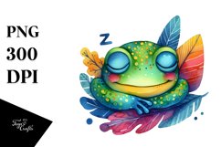 Vibrant Watercolor Frog Sleeping Clipart Product Image 4