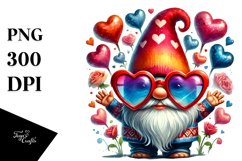 Valentines Gnome with Sunglasses PNG Product Image 1