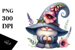 Cute Gnome with Cherry Blossom, Transparent PNG Product Image 1