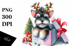 Enthusiastic Watercolor Miniature Schnauzer PNG Product Image 3