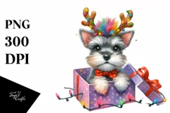 Enthusiastic Watercolor Miniature Schnauzer PNG Product Image 1