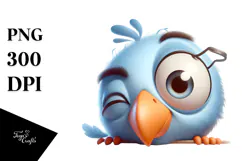 Cute Cartoon Bird with Winking Eye PNG Product Image 1