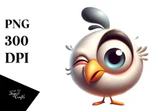 Cute Cartoon Bird with Winking Eye PNG Product Image 1
