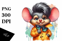 Expressive Baby Mouse with Goofy Haircut PNG Product Image 1