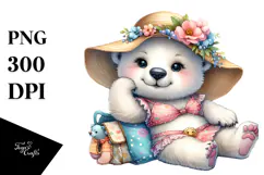 Digital Watercolor Adorned Polar Bear Beachwear PNG Product Image 1