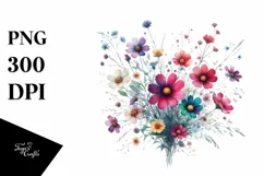 Colorful Wild Flowers | Sublimation | Clipart Product Image 1