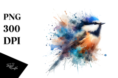 Bird with Bandana and Goofy Smile, Watercolor PNG Product Image 1