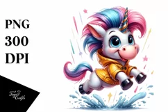 Cute Baby Unicorn with Raincoat, PNG Product Image 1