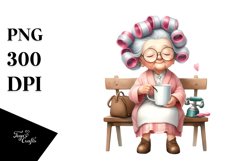 Old Lady Sitting on Bench | Clipart Product Image 3