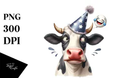 Whimsical Holstein Cow with Party Hat PNG Product Image 1