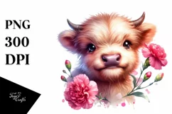Colorful Baby Cow, Carnation | Sublimation | Clipart Product Image 1