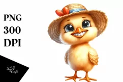 Watercolor Funny Baby Chicken in Sun Hat | Sublimation | Product Image 3