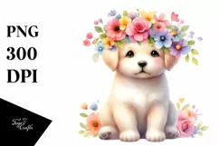 Cute Puppy Flower Crown | Clipart Product Image 1
