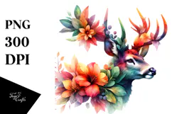 Abstract Vibrant Watercolor Deer PNG Product Image 1