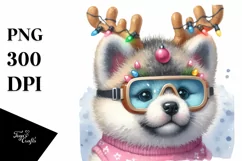 Enthusiastic Watercolor Akita PNG Product Image 3
