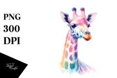 Vibrant Watercolor Pastel Giraffe Clipart Product Image 1