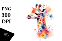 Vibrant Watercolor Pastel Giraffe Clipart Product Image 1