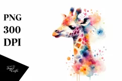 Vibrant Watercolor Pastel Giraffe Clipart Product Image 4