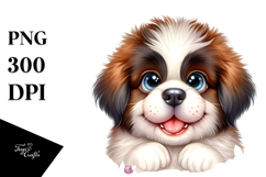 Watercolor Cute Baby Saint Bernard Floral Product Image 1