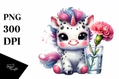 Watercolor Unicorn with Carnation Splash | Sublimation | Product Image 3