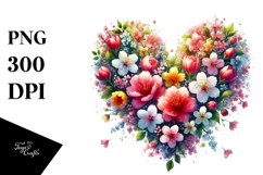 Heart Spring Flowers Colorful Vibrant Art Watercolor Product Image 1
