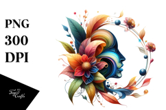 Vibrant Abstract Watercolor Art with Flowers PNG Product Image 1