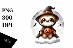 Cute Baby Sloth with Halloween Costume, Transparent PNG Product Image 3