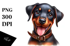 Happy Doberman Pinscher Puppy, PNG Product Image 1