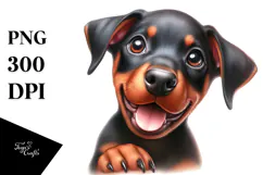 Adorable Baby Doberman Pinscher, PNG Product Image 1