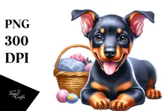 Cute Baby Doberman Pinscher, PNG Product Image 1