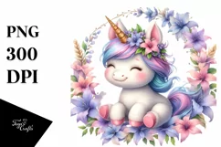 Pastel Baby Unicorn Lobelia Frame | Clipart Product Image 3