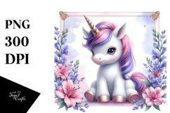 Pastel Baby Unicorn with Frame | Clipart Product Image 3