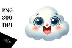Simple Funny Baby Cloud with Big Eyes, Transparent PNG Product Image 1