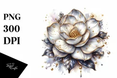 Detailed Glossy Gardenia with Metallic Insertions | Clipart Product Image 1
