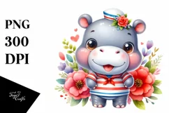 Colorful Baby Hippo Sailor Clipart Product Image 2