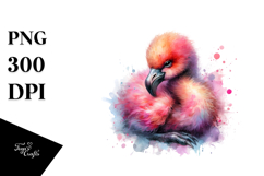 Vibrant Watercolor Baby Flamingo Clipart Product Image 1
