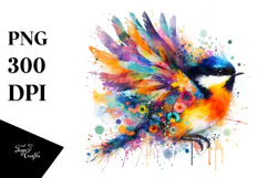 Colorful Bird Painting with Splashes PNG Product Image 1
