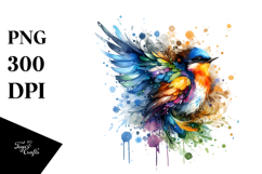 Colorful Bird with Splashes PNG Product Image 1