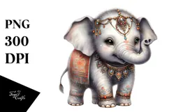 Watercolor Baby Elephant PNG Product Image 1
