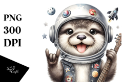 cute Baby Otter with Astronaut Helmet PNG Product Image 1