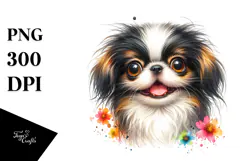 Watercolor Japanese Chin PNG Product Image 1