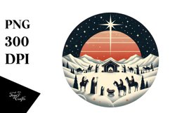 Simple Retro Nativity Scene Christmas PNG Product Image 1