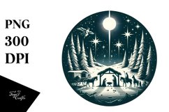 Simple Retro Nativity Scene Christmas PNG Product Image 1