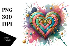 Colorful Wood Heart, Transparent PNG Product Image 1