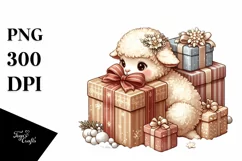 Cute Retro Baby Lamb, Transparent PNG Product Image 1