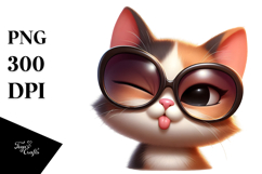 Cute Cat with Oversized Sunglasses PNG Product Image 1