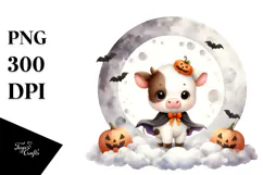 Cute Baby Cow, Halloween Theme, PNG Product Image 1