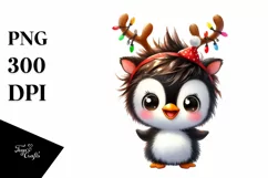 Enthusiastic Watercolor Penguin PNG Product Image 1