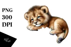 Baby Lion Sleeping on Flower PNG Product Image 1